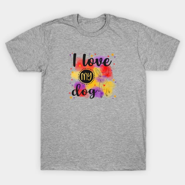 I Love My Dog Line Art Drawing T-Shirt by THE Dog Designs